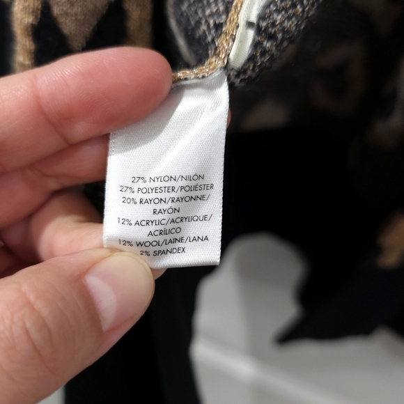 ANN TAYLOR White Gold Black Ombre Leopard Pocket Cardigan, Wool Blend, XS - Picture 9 of 12